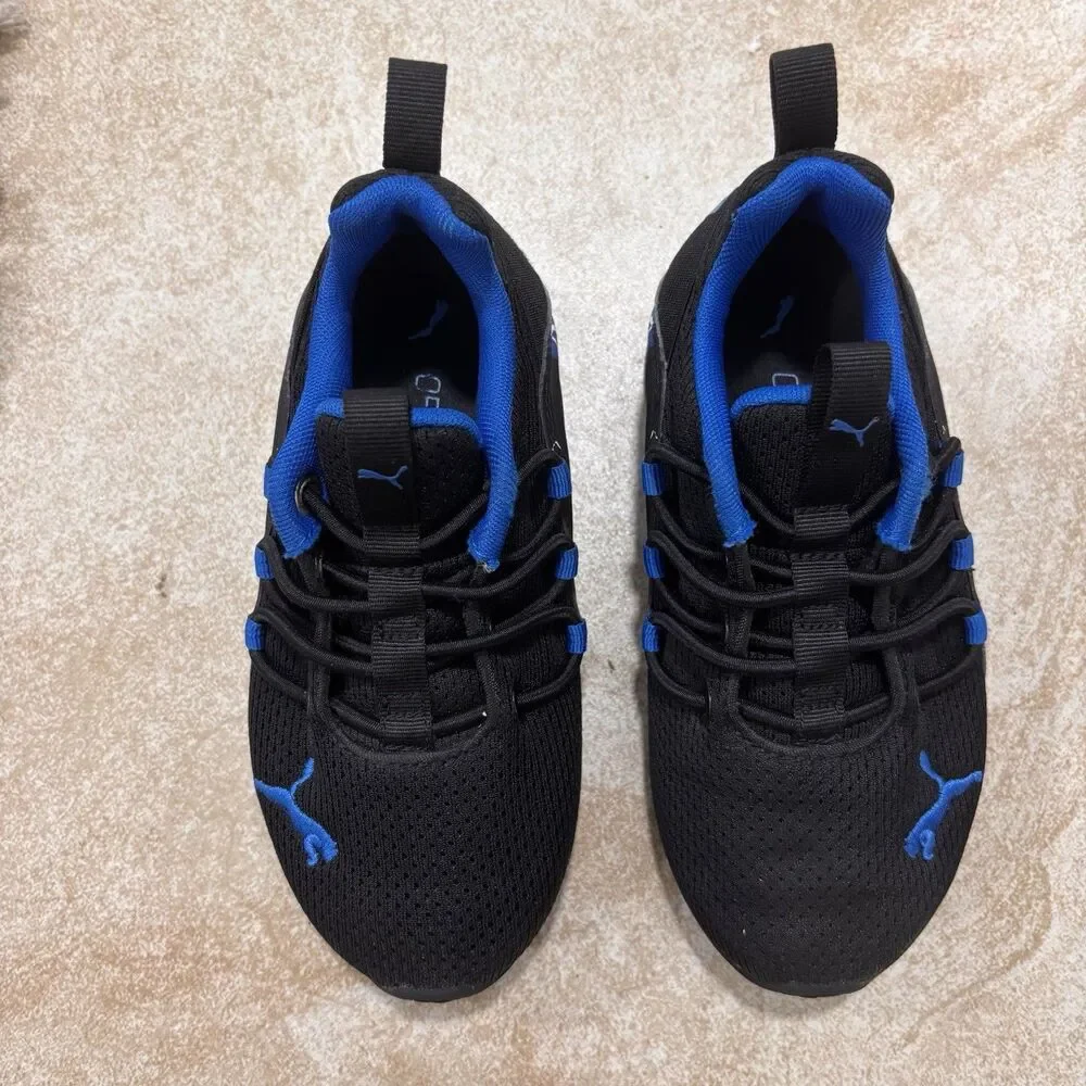 Puma Wired Run Slip On AC+ Kids 11.5C Black Blue Lightning Sneakers 379038-01